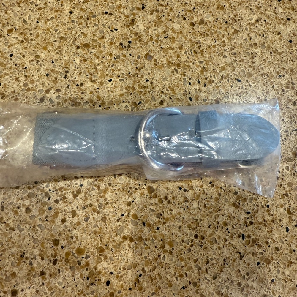 Gray baseball Belt with Silver Buckle